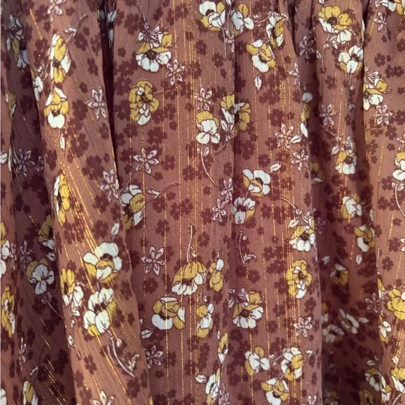 Mimi Chica Brown Floral V-Neck Dress - Picture 3 of 7